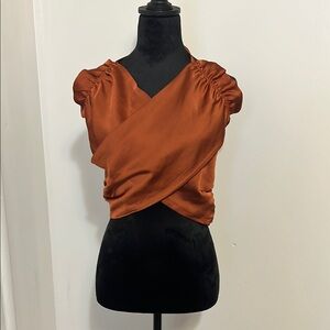 Boohoo Rust Wrap Blouse